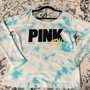 PINK Victoria’s Secret Off The Shoulder slouchy tie dye pullover
